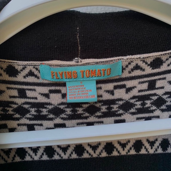 FLYING TOMATO Geometric Western Style Cardigan- Size Small  🍅🖤 coastal cowgirl - Picture 3 of 3